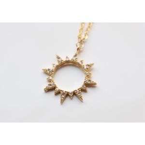 Sun Pendant 16K Gold Plated Necklace